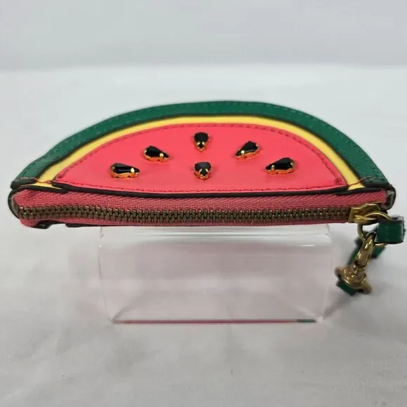 J. Crew Coin Wristlet Pouch Watermelon Red Yellow Green Black 5" x 3" - Picture 8 of 12